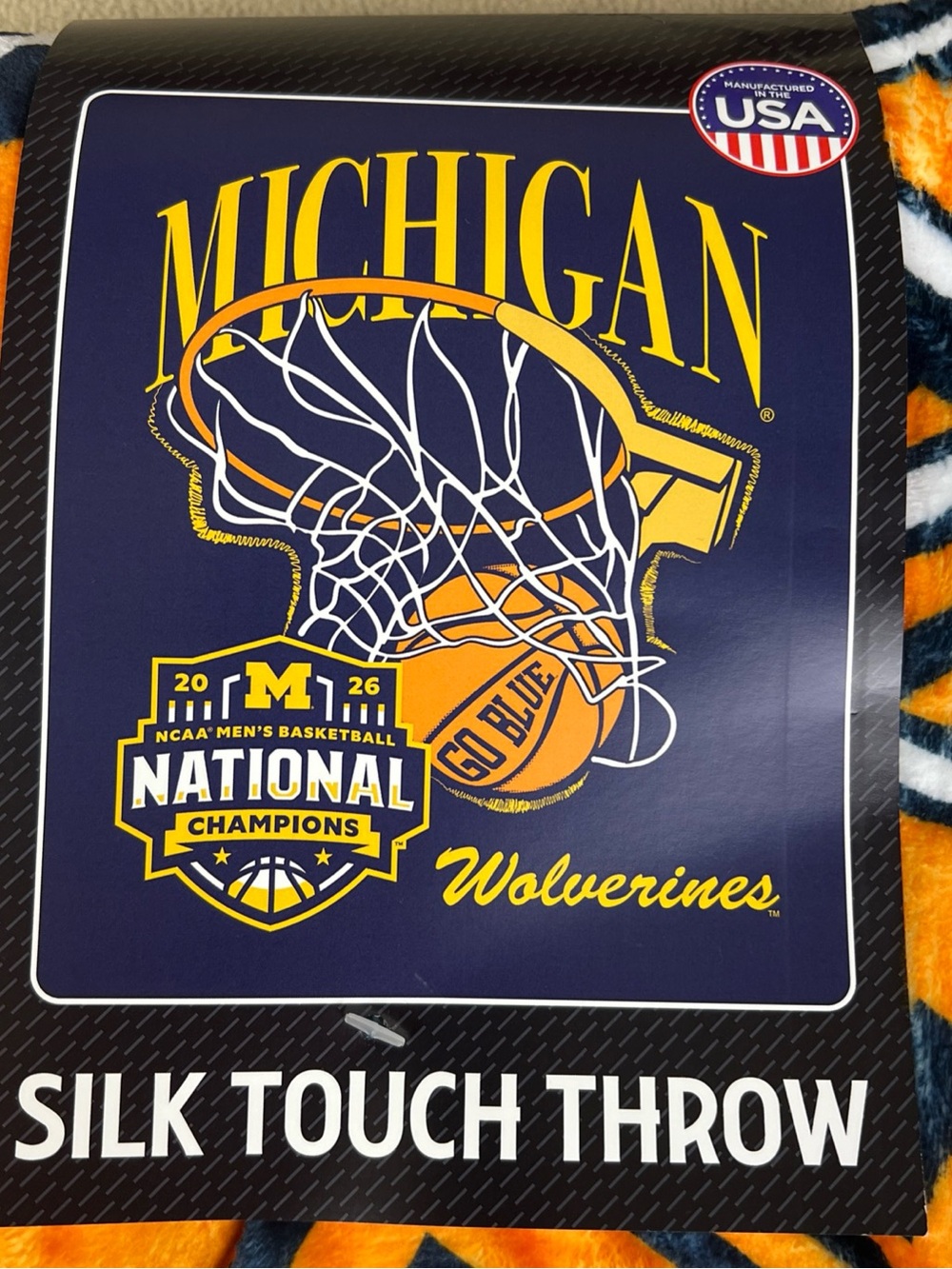 Michigan Wolverines 2026 National Championship Basketball Throw Blanket, 50"x60"